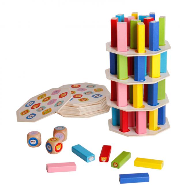 ブロックを積み重ねるおかしい木タワーの堅材のドミノは子供の子供のギフトのためのMontessoriの教育ゲームをもてあそぶ