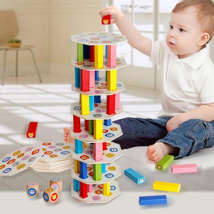 ブロックを積み重ねるおかしい木タワーの堅材のドミノは子供の子供のギフトのためのMontessoriの教育ゲームをもてあそぶ