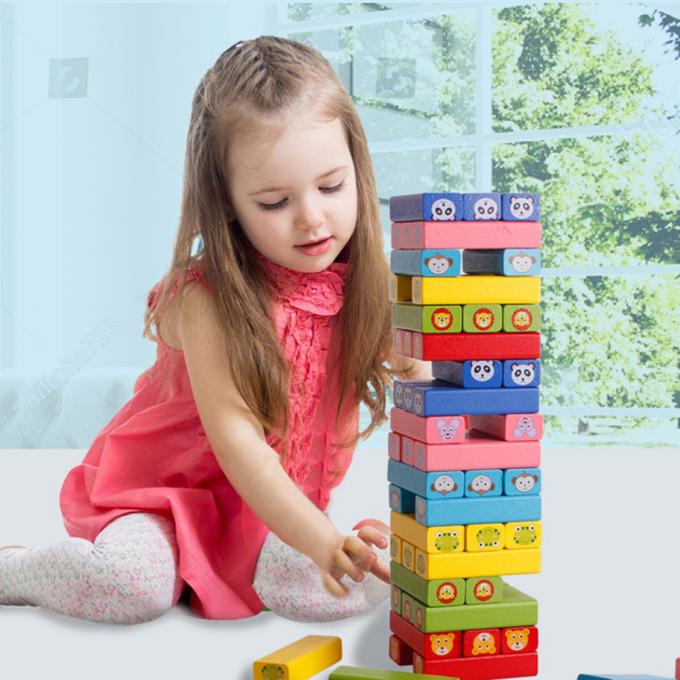 ブロックを積み重ねるおかしい木タワーの堅材のドミノは子供の子供のギフトのためのMontessoriの教育ゲームをもてあそぶ