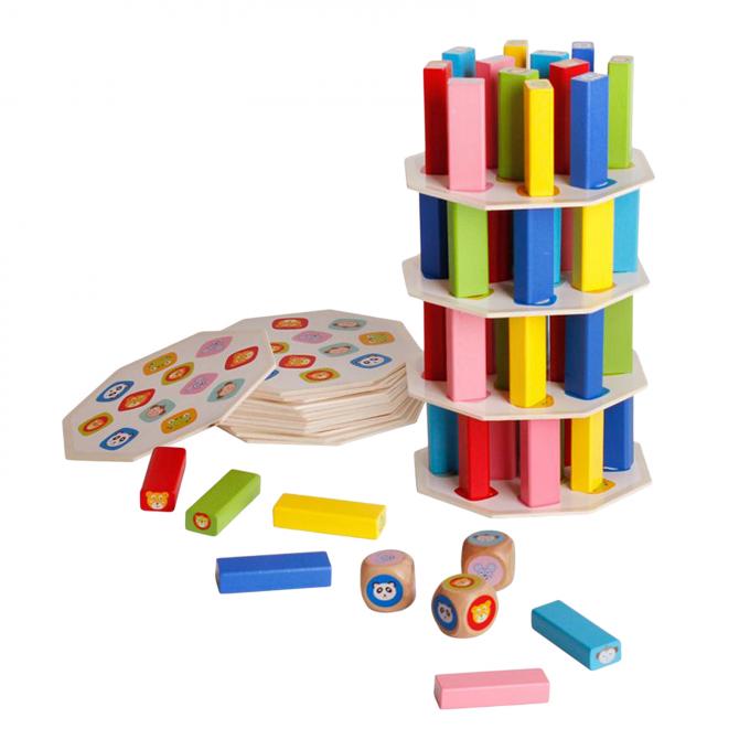 ブロックを積み重ねるおかしい木タワーの堅材のドミノは子供の子供のギフトのためのMontessoriの教育ゲームをもてあそぶ