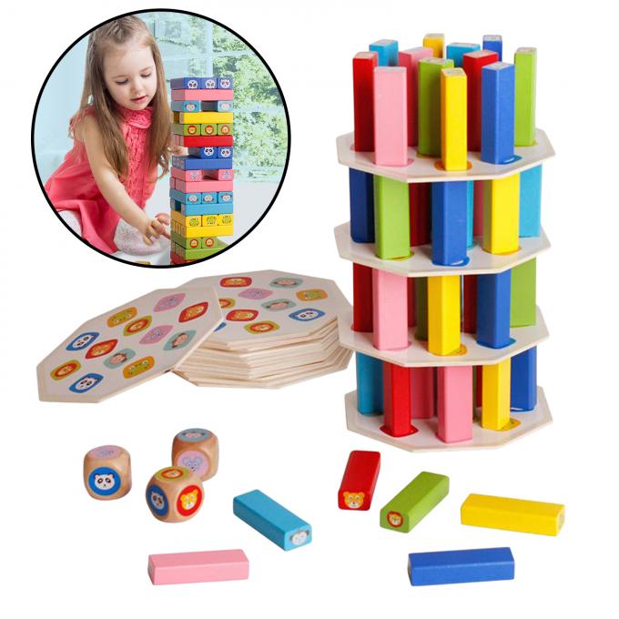 ブロックを積み重ねるおかしい木タワーの堅材のドミノは子供の子供のギフトのためのMontessoriの教育ゲームをもてあそぶ